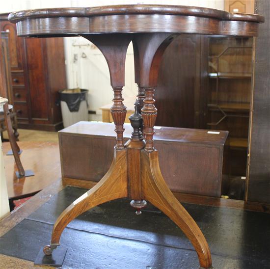 Shaped circular inlaid rosewood table